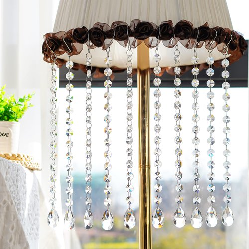 KANPURA 1ft 10pcs Teardrop Crystals Garland,Crystal Teardrop Chandelier Replacement,Hanging Glass Crystals for Chandelier,Wedding Decor(Clear)