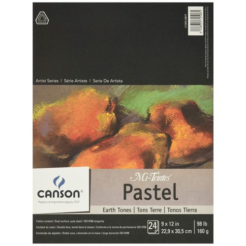 Canson Artist Series Mi-Teintes Pastel Paper, Earth Tones, Foldover Pad, 9x12 inches, 24 Sheets (98lb/160g) - Artist Paper for Adults and Students, Beige