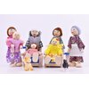 Jzszera Wooden Dollhouse People, 2-4 inches Doll House Dolls Family with 2 Pets (Dog and Cat)