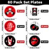 60Pcs Rock Theme Party Paper Plates for Music Birthday 9in 1950's Record Party Disposable Dessert Cake Tableware Dinnerware Set for Kids Baby Shower Decoration Anniversary 50s 60s Theme Party Supplies