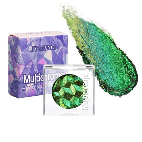 DE’LANCI Chameleon Multichrome Green Eyeshadow Pigmented, Single Gold Green Glitter Eyeshadow Palette Creates High-Impact, Holographic Chrome Eyeshadow Sparkly Green Eyes Makeup Insane Shifting