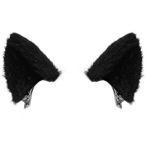 Luwint Cat Ears Hair Clips Furry Cat Barrettes Headwear Cute Black Catwomen Hairpin Accessory for...