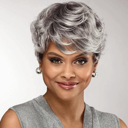 Especially Yours Alabama WhisperLite® Wig by Diahann Carroll™ - Short, Classic Pixie Wig with Wavy, Face-Framing Layers/Runway Shades of Brown and Gray