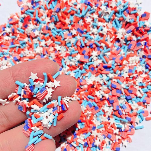 EHOPE Fake Sprinkles Clay Sprinkles 50G Nail Art Slices Polymer Slices Fake Candy Sugar Sprinkles for Nail Art DIY Crafts Cake Phone Case （50g-Flag）