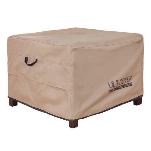 ULTCOVER Waterproof Patio Ottoman Cover Square Outdoor Side Table Furniture Covers Size 22L x 22W x 18H inch