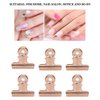 12 pieces C Curve Nail Extension Clips Nail Pinching Clips, Chip Clips Bag Clips Food Clips, Plastic Bulldog Clips Multi-function Nail Art Accessories for Shops, Office and Home Kitchen(Rose Gold)