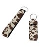 INSTANTARTS Cow Hide Print Key Ring Chapstick Holder 2 Packs Retro Brown Lipstick Lipgloss Sleeve Holder with Keychain Lip Balm Holder for Lanyards,Key Chains
