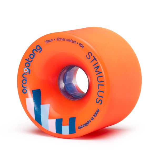 Orangatang Stimulus 70 mm 80a Freeride Longboard Skateboard Wheels w/Loaded Jehu V2 Bearings (Orange, Set of 4)