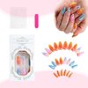 24 Pcs 3D Fruits Press on Nails Short Almond - SHANRUN Summer Fake Nails Press ons French Nail Art Tips Glue on Nails Stick on Nails Full Cover Artificial Acrylic False Nails with Orange Ocean Design