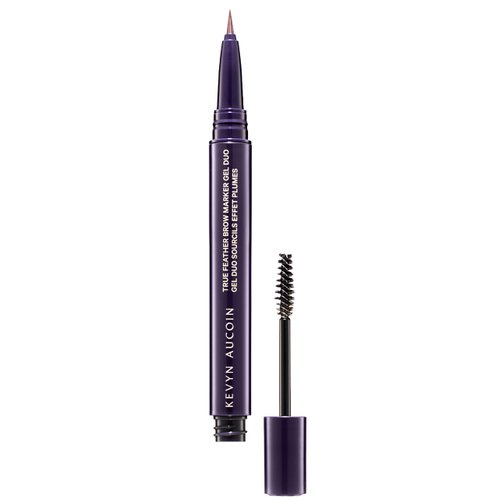 Kevyn Aucoin True Feather Brow Marker Gel Duo, Warm Brunette: Dual-ended. Shapes, defines + sets brows for full, natural finish. Precise makeup brush tip. Invisible gel formula creates flexible hold.