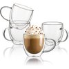 Sweese Clear Coffee Mugs - 8 oz Double Wall Glass Coffee Mugs Set of 4, Perfect for Espresso, Latte, Cappuccino