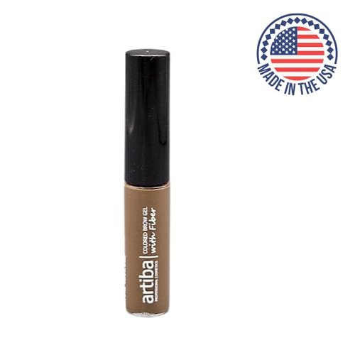 Artiba® Colored Brow Gel with Fiber MADE IN USA - Fuller Brow instantly, Fills in sparse brows, Covers gray hairs and Long-lasting, Waterproof, Smudge proof, Cruelty Free (Medium Brown)