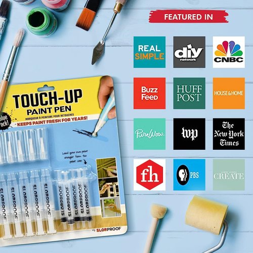Slobproof Touch-Up Paint Pen, Refillable Paint Brush Pen 5-in-1, Kitchen Cabinet Touch-Up Pen for Walls, Furniture, Wood, Floor, Window