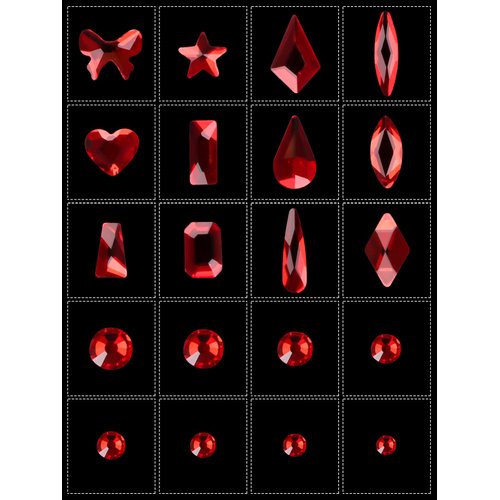 3100Pcs Red Rhinestones for Nails EBANKU Nail Art Rhinestones Kit Red Nail Crystal Rhinestones Mixed Shape with Rhinestone Picker Dotting Pen Tweezers for Valentine's Day DIY Nail Art Craft