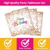 96 Pieces Happy Birthday Plates and Napkins Party Supplies for Confetti Sprinkles Theme Table Decorations Pastel Birthday Party Tableware Donut Paper Plates Napkins Forks Favors for 24 Guests.