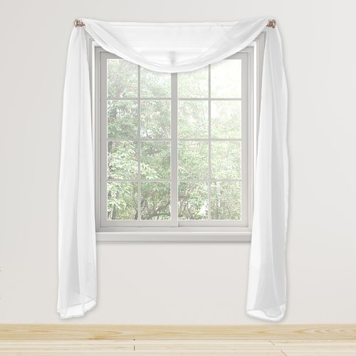 Elegant Comfort Lightweight Sheer Voile Window Scarf Valance - 216 Inch Long - 1 panel Long Sheer Curtain for Living Room, Event Decor, Bedroom, (1 Piece) 55" X 216'' Long, White