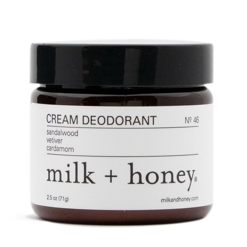 milk + honey Aluminum Free, Cream Deodorant, No. 46, with Sandalwood, Vetiver, and Cardamom, Natural Deodorant for Women and Men, 2.5 Ounce