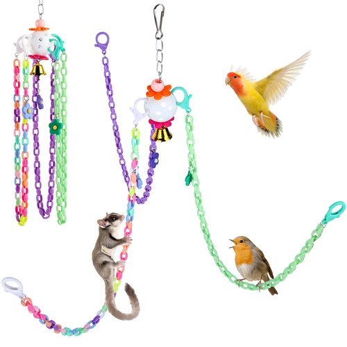 Parakeet Toys, Love Birds Toys, Bird Plastic Ball Toys Cockatiel, Budgerigar Hanging Swing for Climb Bird Cage Colorful Toys