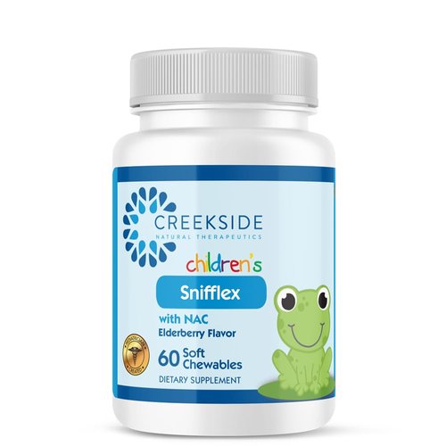 Creekside Naturals Snifflex, Children's Sinus & Respiratory Support, Elderberry for Immune Health, Pediatrician Formulated with NAC, Quercetin & Bromelain, Zero Sugar, Vegan, 60 Soft Chewables