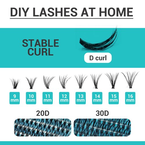 Lash Clusters DIY EyeLash Extension 320PCS, 0.07 D Curl 9-16MIX 20D 30D Wispy Fluffy Cluster Lashes Extension, Individual DIY Single Lashes Cluster Extensions for Eyelash Extensions Beginners