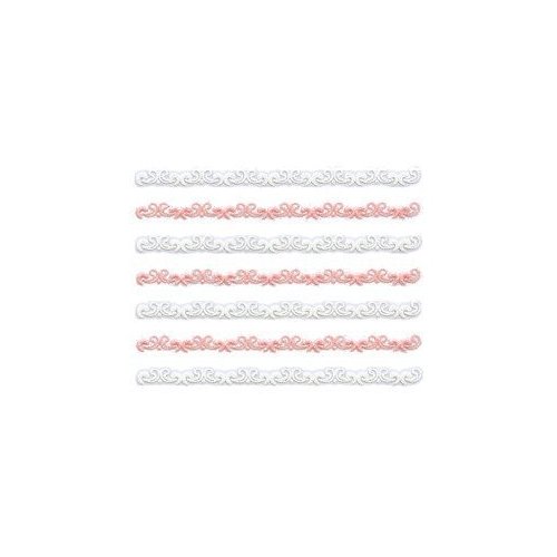 Iridescent Glitter White & Pink Victorian Floral Trim Strip Nail Stickers/Decals