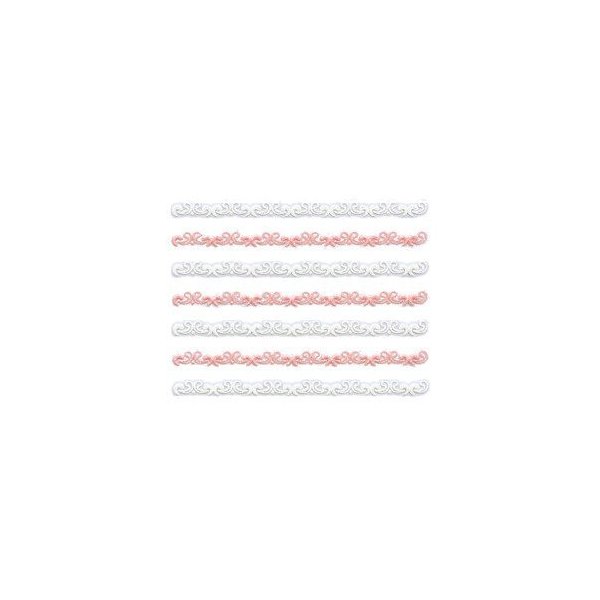 Iridescent Glitter White & Pink Victorian Floral Trim Strip Nail Stickers/Decals