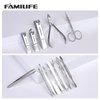 FAMILIFE Manicure Set, Nail Professional Kit Manicure Kit Nail Clipper Set, 13PCS Stainless Steel Nail Care Kit Pedicure Set Mens Grooming Kit, Mens Manicure Set with Brown Leather Travel Case for Men