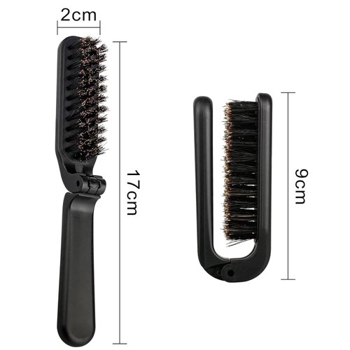 1Pc Black Travel Hair Brush,Folding Boar Bristles Brush Collapsable Pocket Hair Brush,Anti-Static Range Mini Hair Brush,Portable Hair Brush for Women and Men,Hair Brushes Styling Tools,Appliances