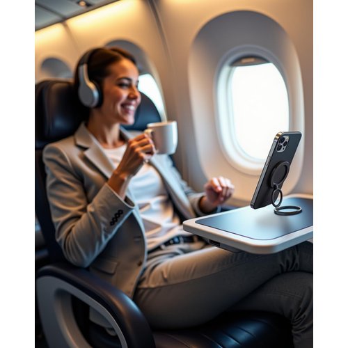 NXVX Double Magnetic Ring Phone Holder, Strong Magnet, Foldable & Portable, Black