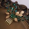BERYUAN Emerald Green Decorative Hair Combs - Bridal Headpiece for Wedding