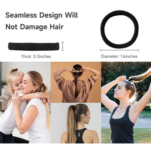 Hair Ties for Girls Elastic Hair Tie 200 PCS Black Soft for Medium Hair Hair Accessories for Women Perfect for Long Lasting Braids Ponytails and More Pain Free Hair Ponytail Holders Hair Elastic Band