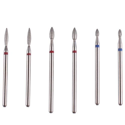 MZCMSL 6pcs Cuticle Drill Bits with Case, Pro Diamond Flame Bit for Russian Manicure,3/32 Shank efile Bit Set