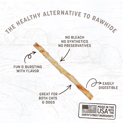 Earth Animal No Hide Stix Chicken Flavored Natural Rawhide Free Dog Chews Long Lasting Dog Chew Sticks | Dog Treats for Small Dogs and Cats | Great Dog Chews for Aggressive Chewers (3 Pack)