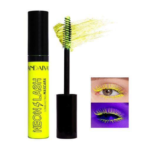 Easilydays Waterproof Colorful Mascara for Eyelashes, Fluorescent Yellow Long-lasting Smudgeproof, Quick Dry Lengthening Thick Eye Lashes, No Clumping Neon Makeup for Party Stage Use (#01 Yellow)