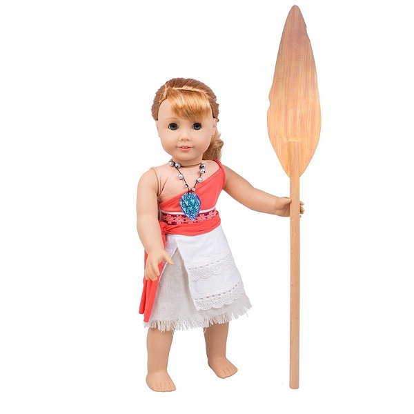 Dress Along Dolly 5pc Moana Inspired Princess 18" Doll Outfit w Necklace- American Clothes & Accessories Set Includes Paddle, Top, Skirt, Necklace & Scarf- Perfect Girl Gift Set for Less