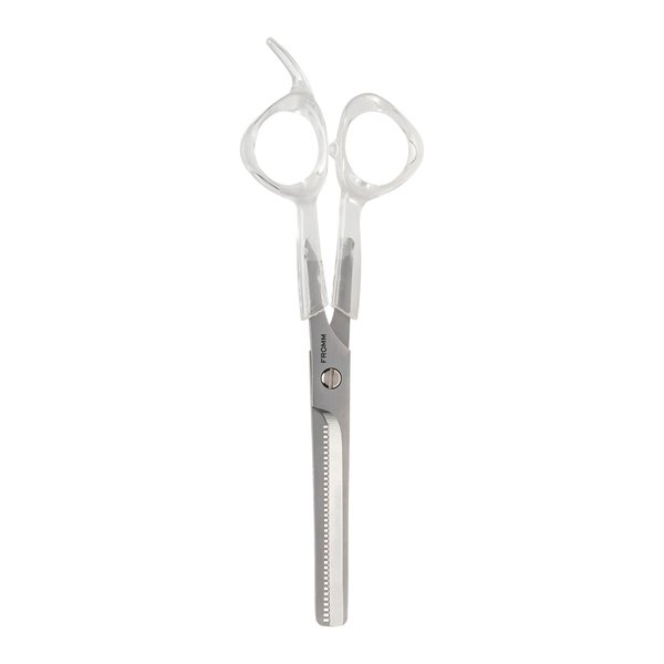 Fromm Professional Venture 5.75" 30-Tooth Easy Hair Thinning & Texturizing Shears in Clear & Matte Silver Japanese Steel Scissors with Beveled Blade for New Salon Stylist & DIY Home Use