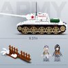 hhohio WW2 Army White Tank Building Blocks Set, T34/85 Medium Tank & R75 Motorcycle Model Kit, Military Tanks Construction Toys Gifts for Boys Kids Age 6+(741 Pcs)