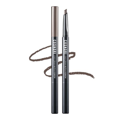 COSNORI Easy Draw Auto Eyebrow 03 Dark Choco – Teardrop Tip, Long Lasting Eyebrow Pencil with Brush, Smooth Application, Natural Brows, 0.01 oz (0.3g)