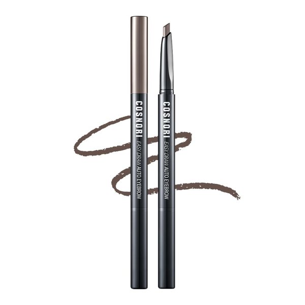 COSNORI Easy Draw Auto Eyebrow 03 Dark Choco – Teardrop Tip, Long Lasting Eyebrow Pencil with Brush, Smooth Application, Natural Brows, 0.01 oz (0.3g)