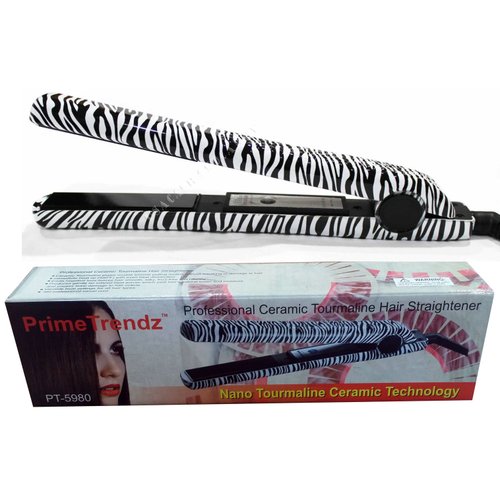 PrimeTrendz Professional Ceramic Zebra Straightening Flat Iron Nano Tourmaline Ceramic Technology