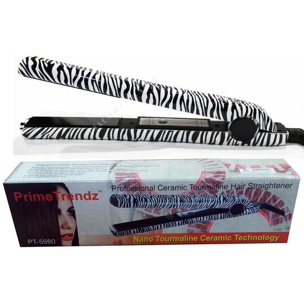 PrimeTrendz Professional Ceramic Zebra Straightening Flat Iron Nano Tourmaline Ceramic Technology