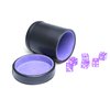 PU Leather Dice Cup Purple Velvet Lined Quiet Shaker with Lid Including 6 Purple Translucent Dice for Liars Dice Farkle Yahtzee Board Games