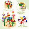 Wooden Flower Garden Building Toys for Kids, STEM Educational Activity Preschool Kit Gift for Boys Girls Age 3 4 5 6 7 Years Old, Stacking Game for Toddlers Build a Bouquet Pretend Play Set
