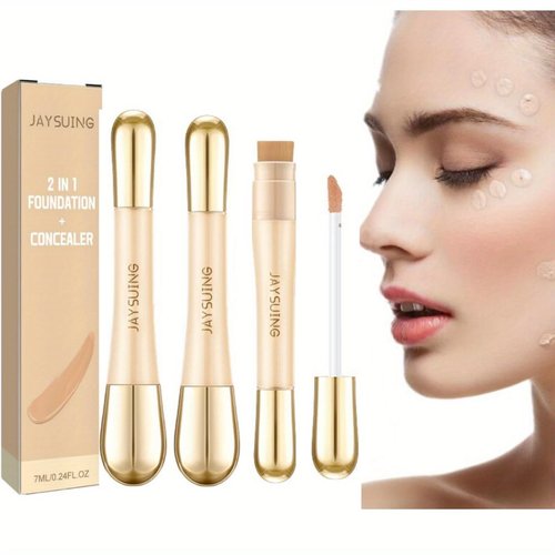 Double Head Concealer, Anti-wrinkle Concealer, Liquid Concealer with Brush, Double Built-in Head Concealer, Long-lasting Makeup Holding, Invisible Pore Concealer, Create A Natural Appearance (3Pcs)