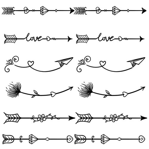 Oottati 2 Sheets Small Tiny Temporary Tattoo Stickers Arrow Heart Love Diamond Flower Cute
