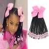 Kids Ponytail Extension With Beads Braids Hair Extensions For Kiddies Pony Beads Synthetic Hairpieces With Bows Protective Easy Fashion Hairstyle For Baby Girls Toddler Children Gift (Box-9inch, Pink)