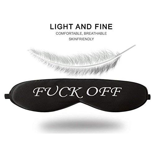 Sleep Eye Mask for Men Women, Night Sleep Mask, Block Out Light, Soft Comfort Eye Shade Cover for Travel Office Home Blindfold with Adjustable Strap Black (Off White)