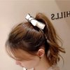 4 Pcs Bow Banana Hair Clips Ribbon Vertical Ponytail Claw Clips Bowknot Banana Hairpins Ponytail Holder Hair Barrette Accessories for Women Girls