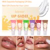 6 Pcs Hydrating Fruity Flavoured Lip Oil Set, YIBABY Natural Moisturizing Transparent Jelly Lip Balm Lip Jam for Girls, Glossy Plumping Lip Gloss Lip Care with Vitam E for Dry Lips & Chapped Lips