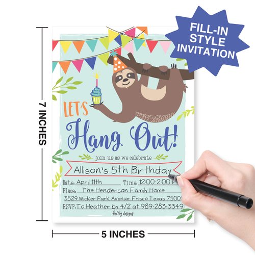 25 Sloth Birthday Invitations For Boys Birthday Invites For Girls - Kids Birthday Invitations Girl Birthday Party Invitations For Boys, Boys Birthday Invitations Kids Party Invitations For Girls